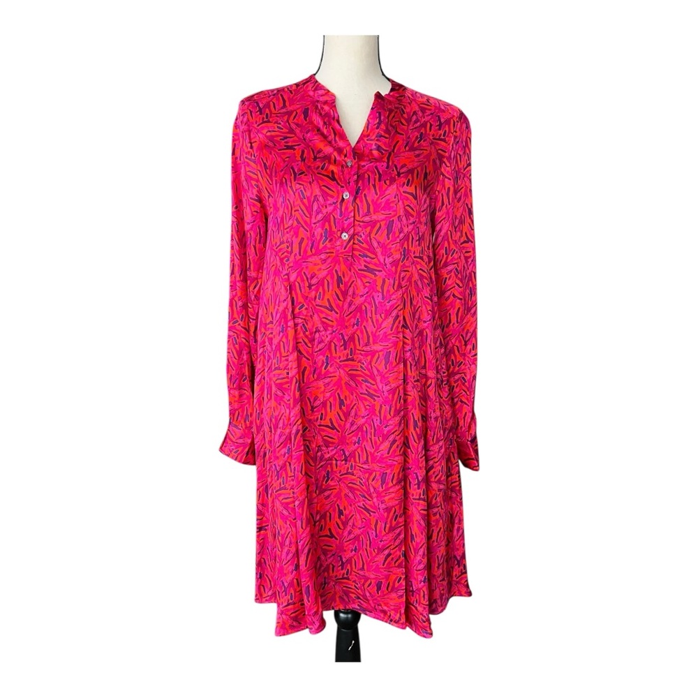 0039 Italy Abstract Print Long Sleeve Shirtdress Size XS